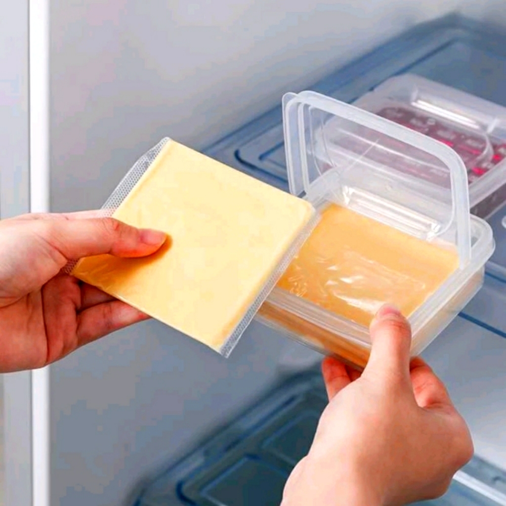 2pc Clear Food Storage Box,Plastic Refrigerator Storage Cheese Box